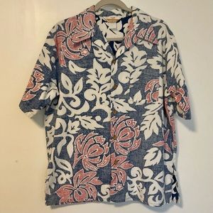 Vintage 60’s Jantzen Floral Reverse Print Button Down Hawaiian Shirt
